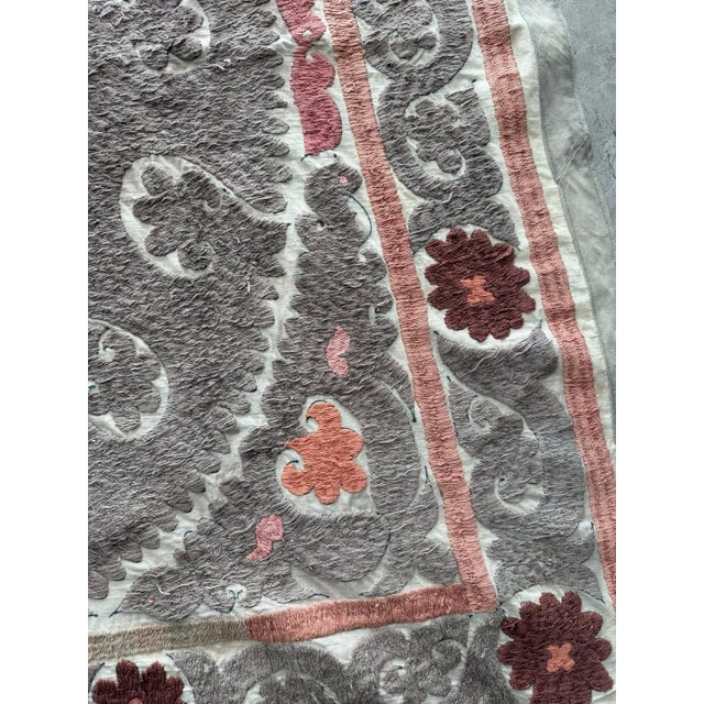 Mid-Century Modern Samarkand Suzani Tablecloth — Boho Textile For Sale - Image 3 of 8