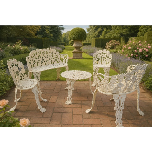 Circa 1950s — By J. F. Day & Co. Cast Iron Grapevine Garden Suite, 5 Pieces, Attributed For Sale - Image 10 of 13