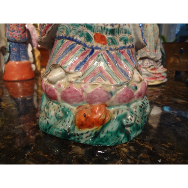 Figurative Late 19th or Early 20th Century Hand Decorated Chinese Porcelain Figure For Sale - Image 3 of 12