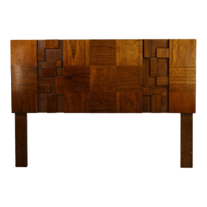 Lane Staccato Attributed Vintage Brutalist Mid Century Modern Queen Headboard C. 1960s
