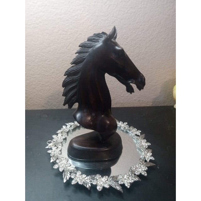 1960s 1960s Gorgeous Bronze Black Stallion Horse Head Bust Figurine. For Sale - Image 5 of 6