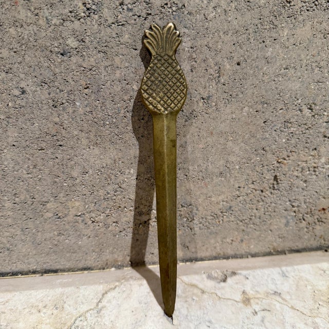 Mid-Century Modern Pineapple Sculptural Solid Brass Letter Opener For Sale - Image 3 of 10
