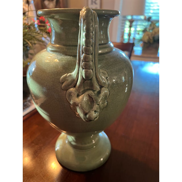 1980s 1980s Green Urn Vase For Sale - Image 5 of 7