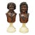 Late 20th Century Classical Maitland Smith Style Carved Mahogany Wood Bust on Alabaster - A Pair For Sale