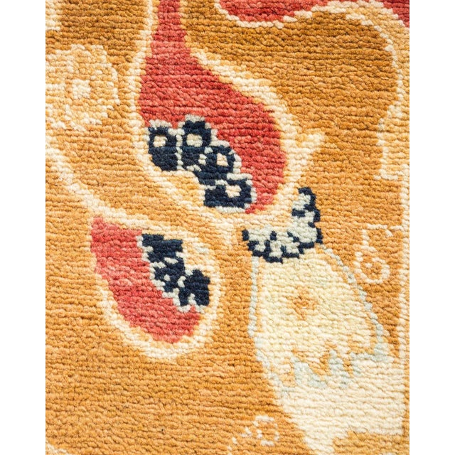 Contemporary Vintage Traditional Hand Knotted Wool Area Rug, Orange - 5'10" X 8'10" For Sale - Image 3 of 9
