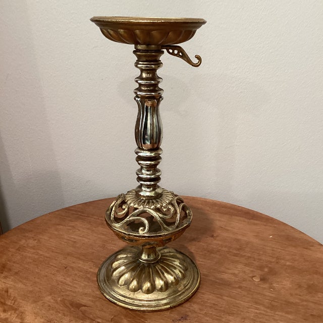 Antique Gold Pillar Candle Holder Chairish