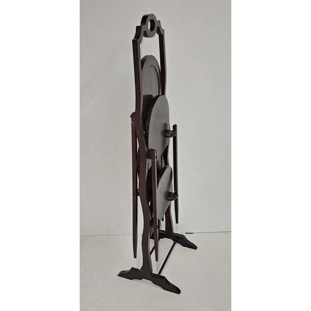 Antique Edwardian Inlaid Mahogany Folding Muffin Cake Stand, Circa 1880-1890 For Sale - Image 4 of 11