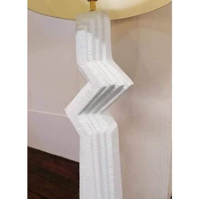 1980s Vintage American Postmodern Textured Plaster Zig Zag Floor Lamp, 1980s For Sale - Image 5 of 11