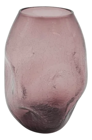 Blenko 921m Amethyst Crackle Glass Vase by Wayne Husted – MCM Handcrafted With Four Indents