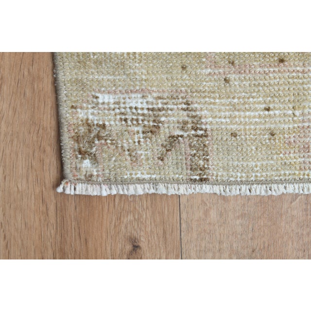 Turkish 1970s Vintage Handmade Wool Cotton Turkish Beige Runner Rug For Sale - Image 3 of 11
