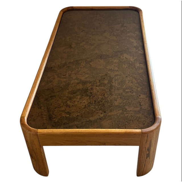 Contemporary 1970s Cork and Glass Top Coffee Table For Sale - Image 3 of 12