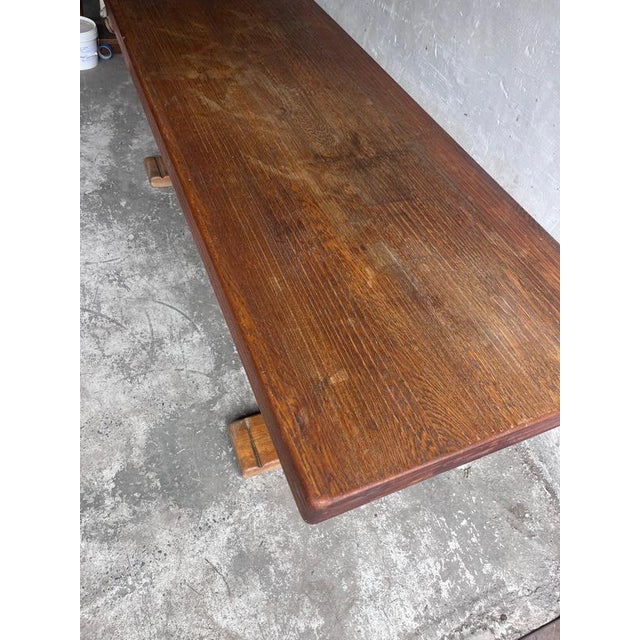 French Art Deco Oak Refectory Table, 1930 For Sale - Image 11 of 17