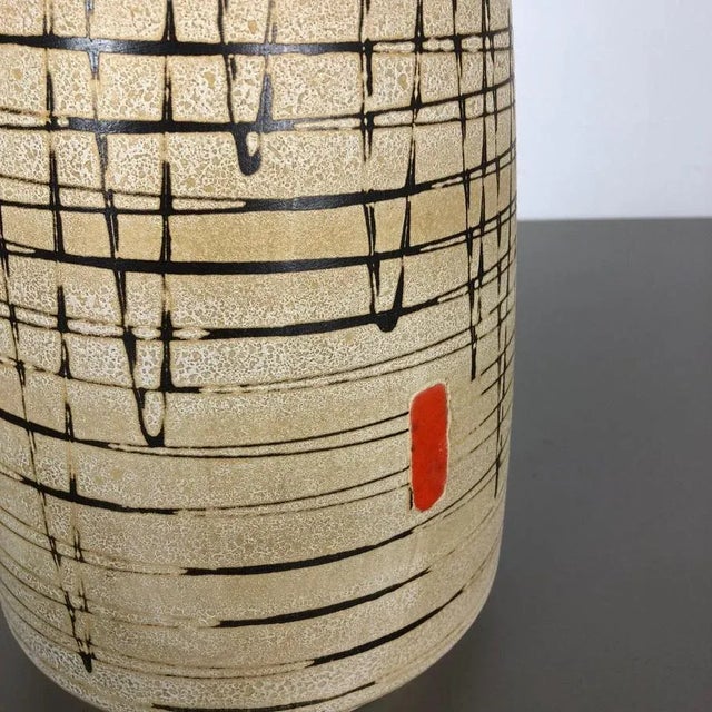 Cream Large Op Art Abstract German Pottery Floor Vase from Bay Ceramics, 1960s For Sale - Image 8 of 15