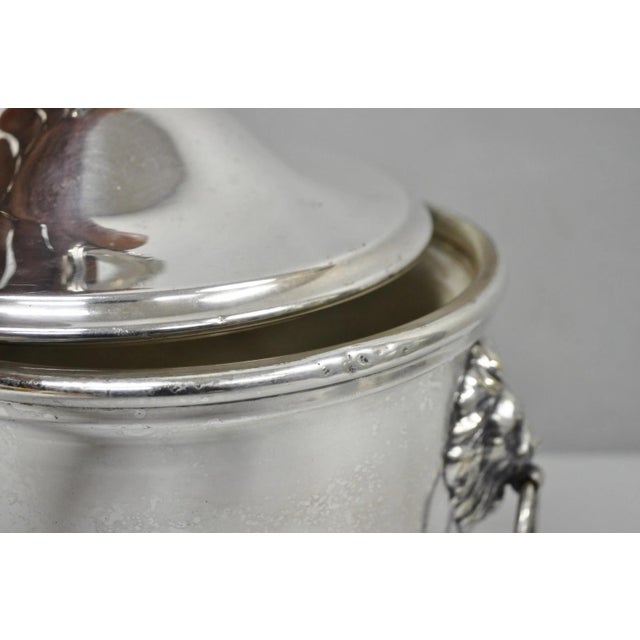 Metal Vintage English Regency Winthrop Silver Plated Lion Handle Covered Ice Bucket For Sale - Image 7 of 18