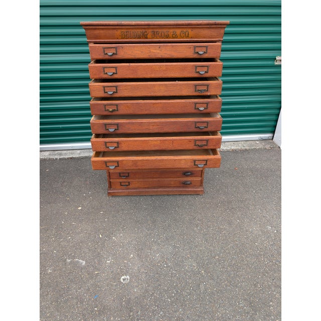 Antique Belding Bros. & Co. Oak Silk Spool Mercantile Cabinet, Circa 1900 For Sale In Seattle - Image 6 of 18