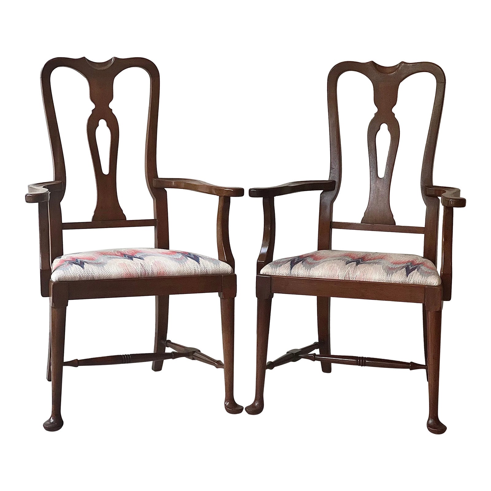 Furniture Country Queen Anne Armchairs a Pair Chairish