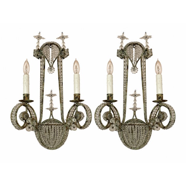 This listing is for a pair of 2 Niermann Weeks Rinaldi Sconces in excellent condition with the Rock Crystals! These sell...