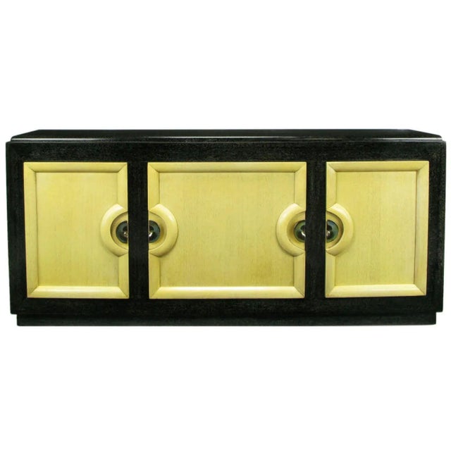 Sleek Black & Ivory Cerused Mahogany Long Cabinet For Sale - Image 10 of 10