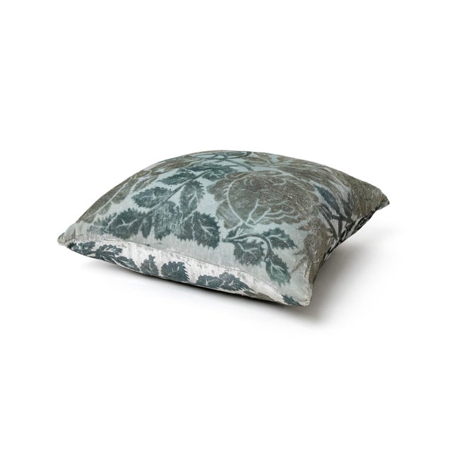 Rose Pair of Hand-Painted Venetian Velvet Roses Pillow For Sale - Image 8 of 15