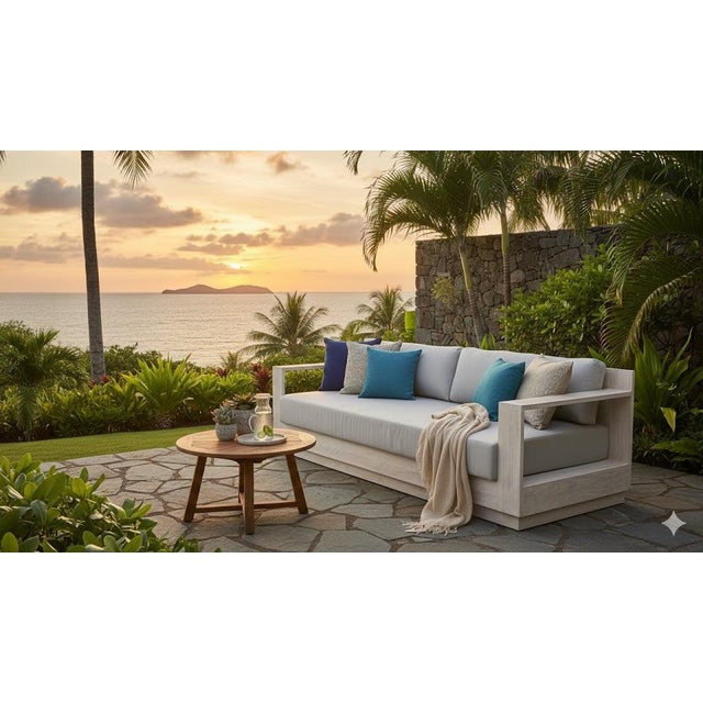 Imperial Grove Outdoor Solid Teak Wood, Natural Look Sofa - 84" For Sale - Image 13 of 13