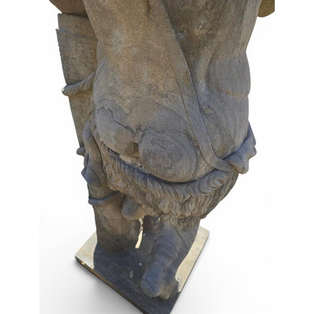 Neapolitan School Artist, Large Carved Faun Sculpture, Early 20th Century, Stone For Sale - Image 10 of 15