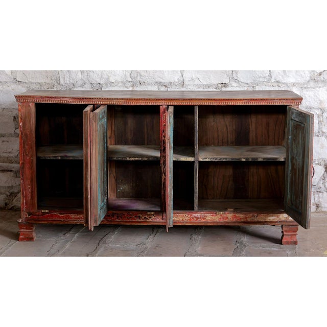 1920s Antique Ornate Carved 4-Door Sideboard | Vintage Wood Buffet Credenza For Sale - Image 5 of 7