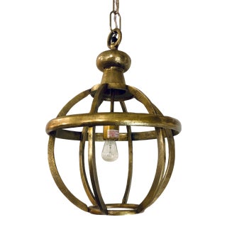 Currey & Co. Transitional Antique Brass Finished Orb Pendant For Sale