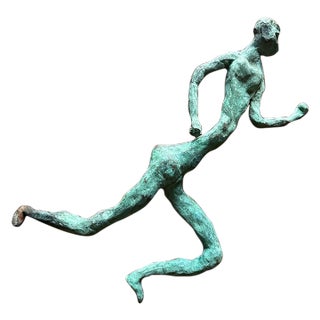 Vintage Bronze 14.5” Brutalist Running Figure For Sale