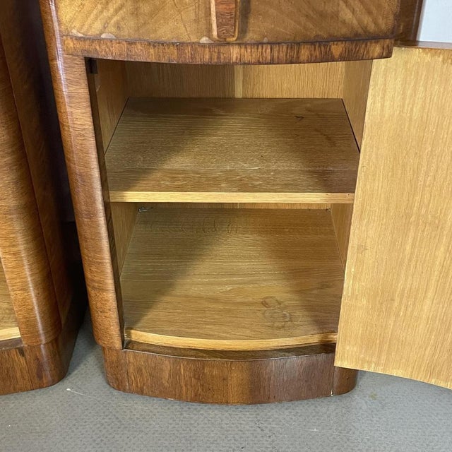 Art Deco Walnut Burr Bedside Tables, Set of 2 For Sale - Image 10 of 15