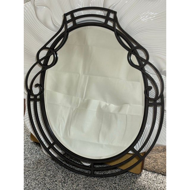 Edgar Brandt 1920s Large Wrought Iron Wall Mount Mirror Ie. Edgar Brandt For Sale - Image 4 of 4