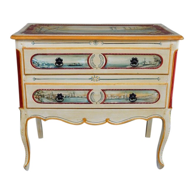 20th Century French Country Chest Of Drawers With Handpainted