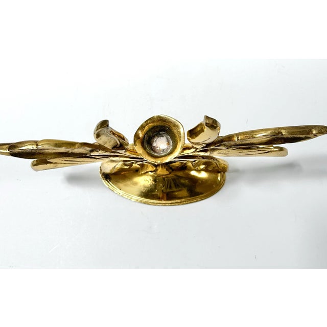 Metal 1980s Hollywood Regency Sculptural Brass Floral Candlestick Centerpiece For Sale - Image 7 of 7