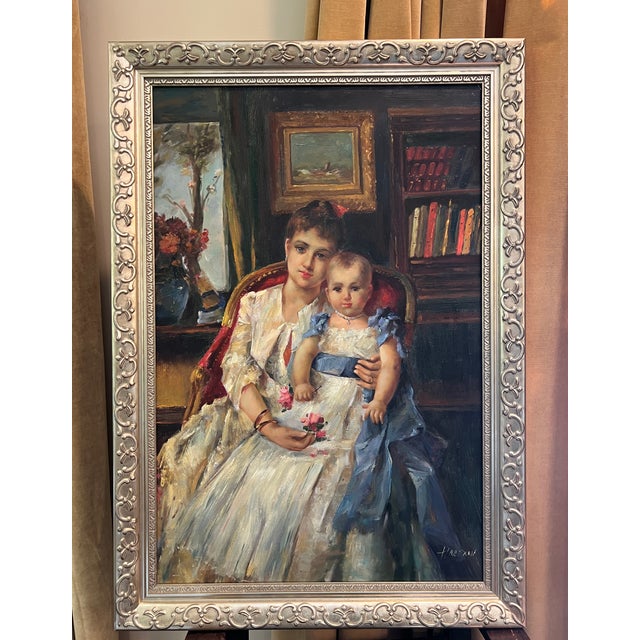 Figurative Vintage Oil Painting in Ornate Silver Frame For Sale - Image 3 of 18