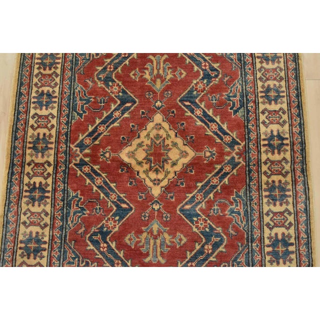 2020s Kazak Rug 3’6” X 6′ Red Wool Tribal Hand-Knotted Carpet For Sale - Image 5 of 12