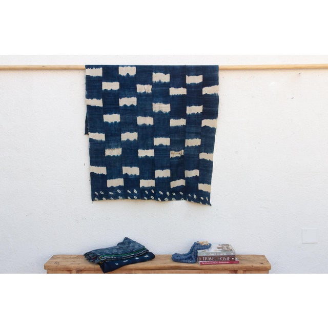 Caravan Trail Indigo Mud Cloth Throw For Sale - Image 9 of 9