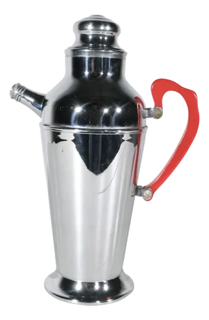 1930s Art Deco Chrome and Red Lucite Cocktail Shaker