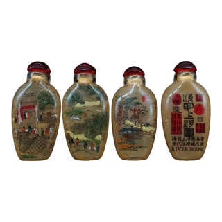 Set of 4 Vintage Inside-Painted Chinese Snuff Bottles For Sale