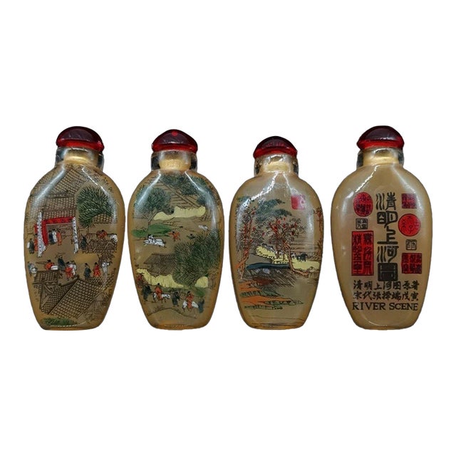 Set of 4 Vintage Inside-Painted Chinese Snuff Bottles For Sale