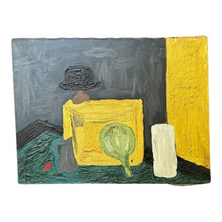 Mid Century Abstract Still Life - The Hat - Heavy Impasto and Great Color For Sale
