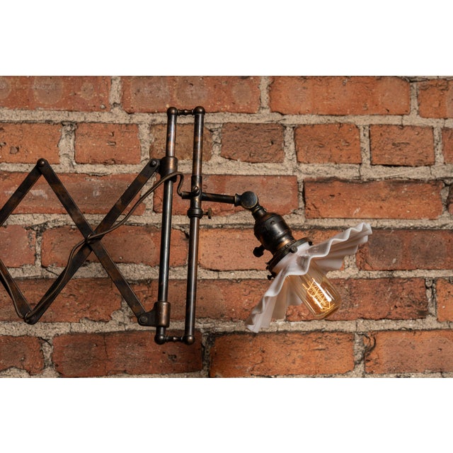 Early 20th Century Japanned Copper Scissor Arm Wall Lamp by F. W. Hardy For Sale - Image 11 of 18