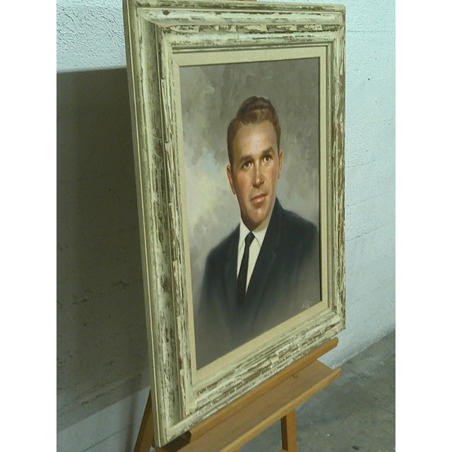 1960s Mid‑Century Modern Oil Portrait of a Gentleman For Sale - Image 4 of 9