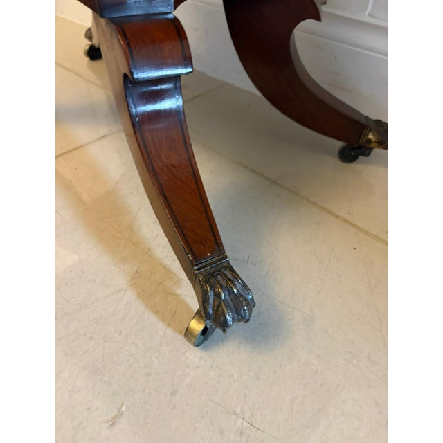 Antique English Regency Mahogany Brass Inlaid Fold-Over Console Card Table, 1830 For Sale - Image 17 of 18