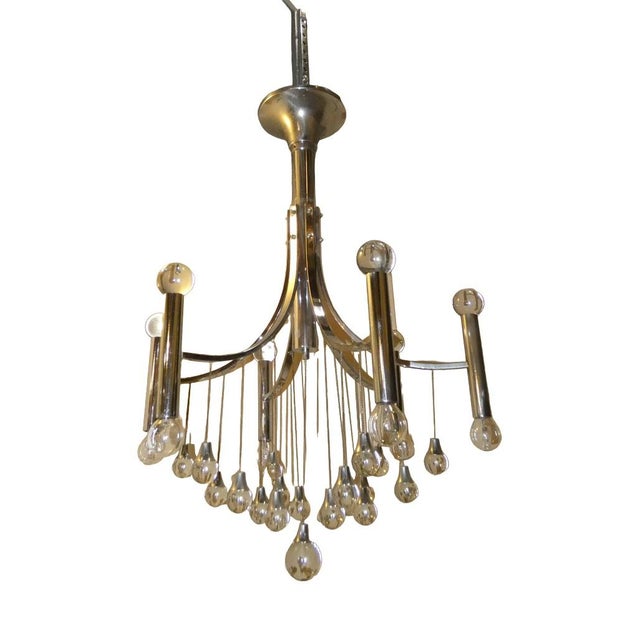 Chromed Steel and Crystal Chandelier with 6 Lights attributed to Angelo Gaetano Sciolari, Italy, 1970s For Sale - Image 10 of 10