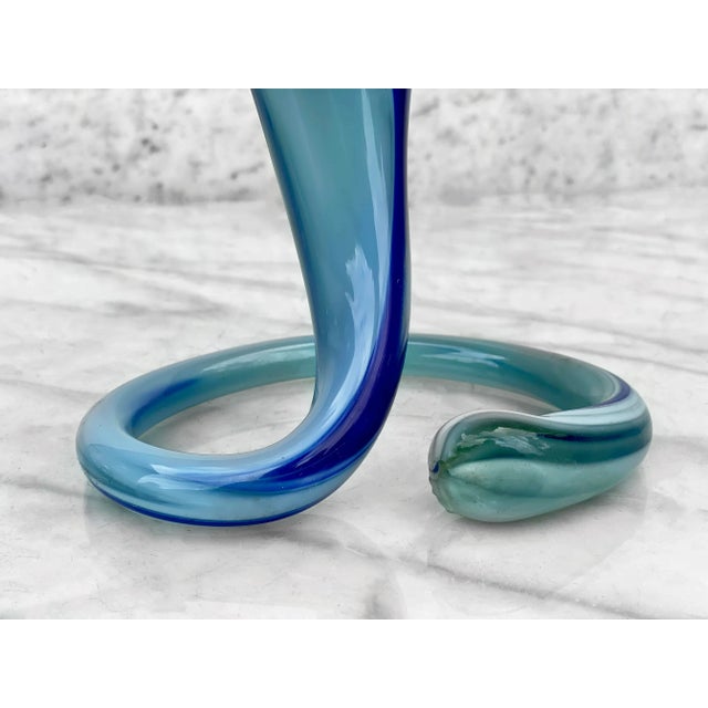 Blue Mid-Century Art Glass Blue Slag Vase Sculpture by Sooner For Sale - Image 8 of 9