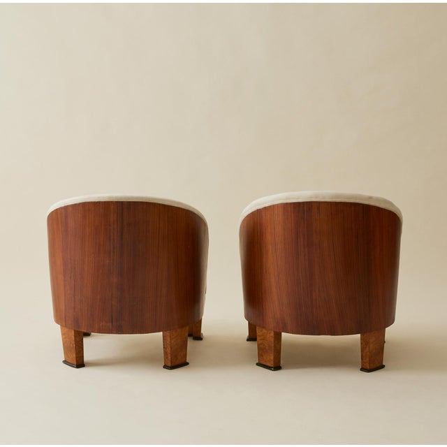 French Art Deco Cocktail Chairs With Wood Detail, a Pair, 1940's For Sale - Image 9 of 9