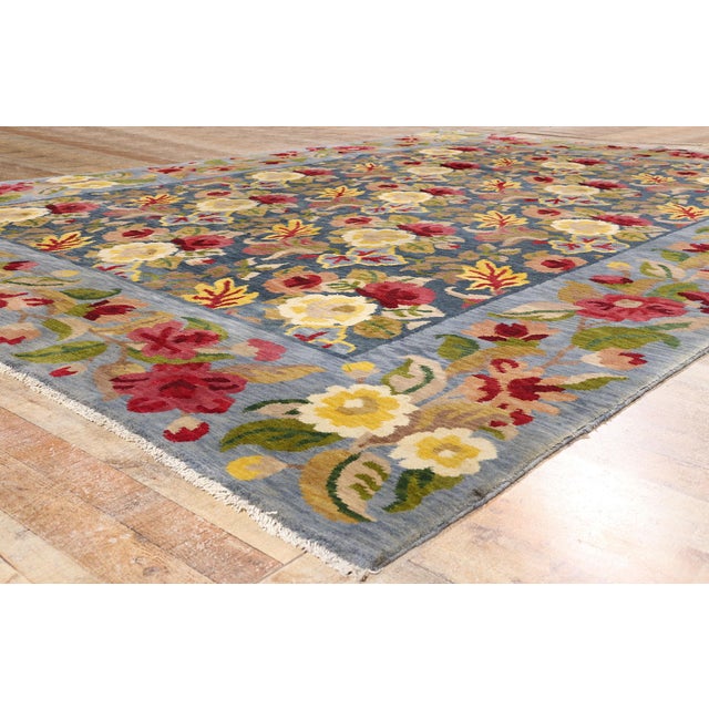 Blue Vintage Tibetan Rug, 09'09 X 13'07 For Sale - Image 8 of 10