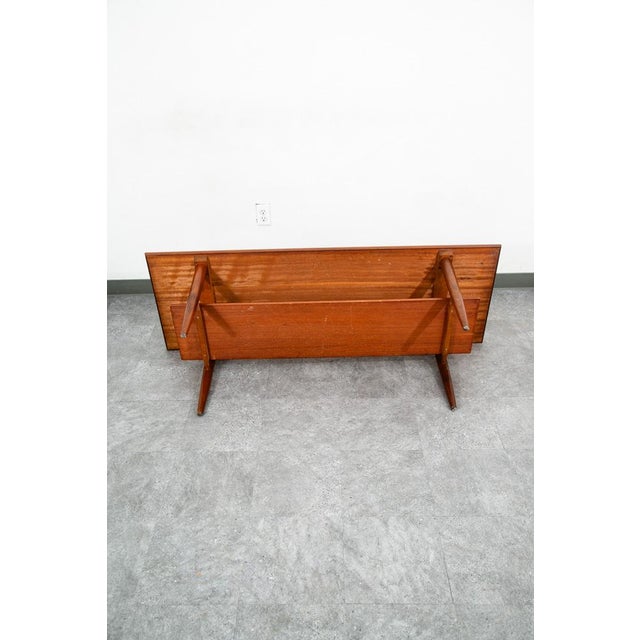 1960s 1960s Mid Century Danish Modern Coffee Table Solid Teak Vintage Surfboard Shelf Retro For Sale - Image 5 of 12