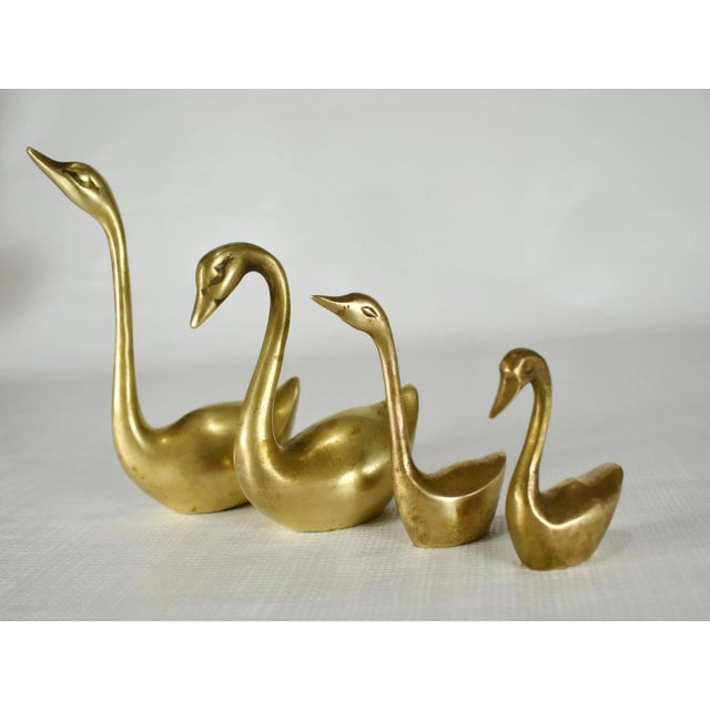 Item Details: -Unique set for any space around your home -Set of 4 Solid Brass Swans -in excellent vintage condition...