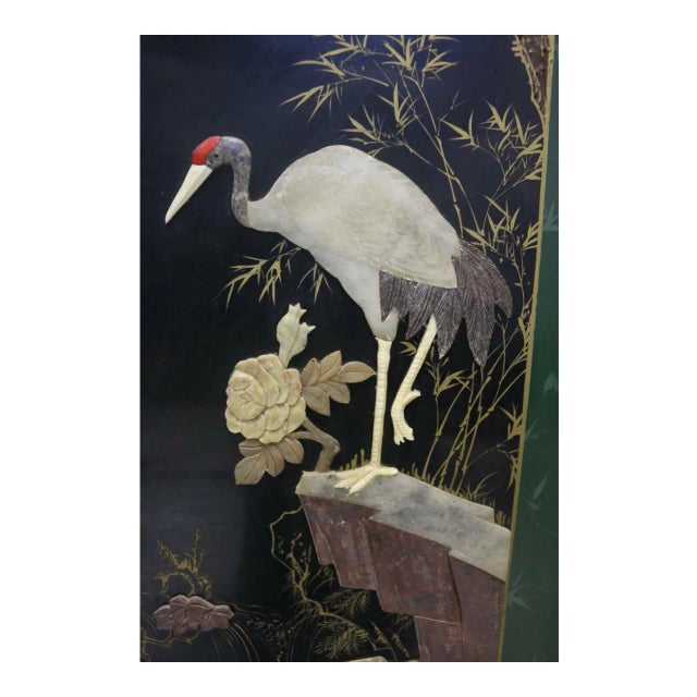 A most extraordinary Japanese screen with lush overlays of raised gemstones! An Important rare 19th century antique Edo...