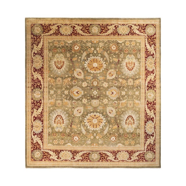 Mogul Collection Hand-Knotted Area Rug - Green 12' 2" x 13' 7" For Sale - Image 9 of 9